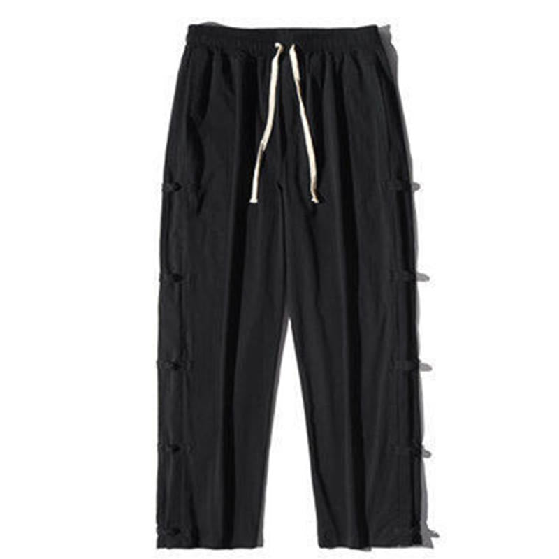 Pantalones anchos para hombre con bolsillos y diseño de grullas y botones de rana con estampado de Buddha Stones - image 9