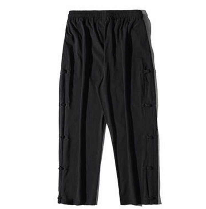 Pantalones anchos para hombre con bolsillos y diseño de grullas y botones de rana con estampado de Buddha Stones - image 10