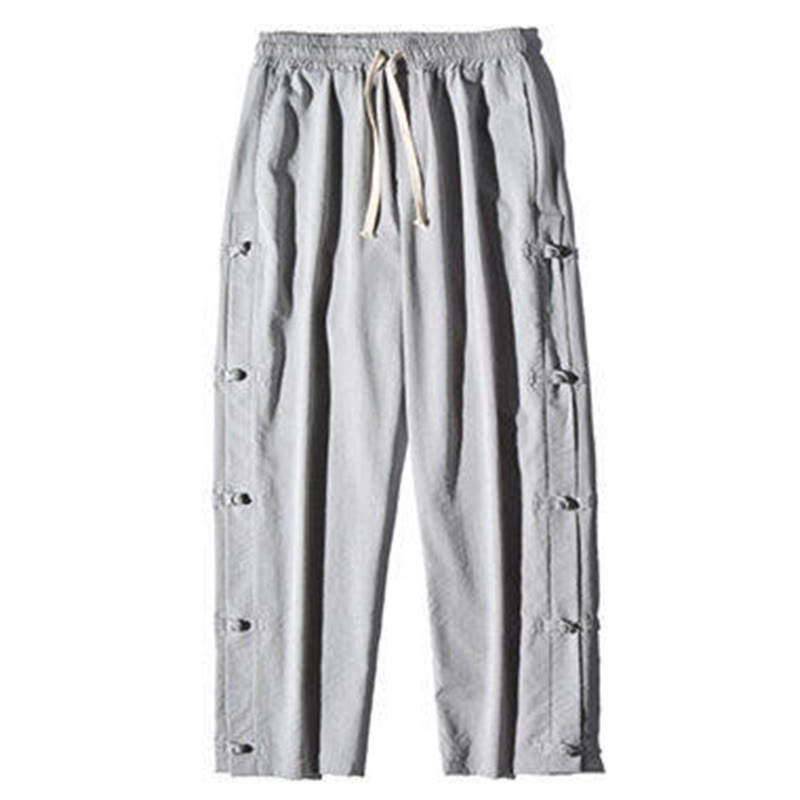 Pantalones anchos para hombre con bolsillos y diseño de grullas y botones de rana con estampado de Buddha Stones - image 20