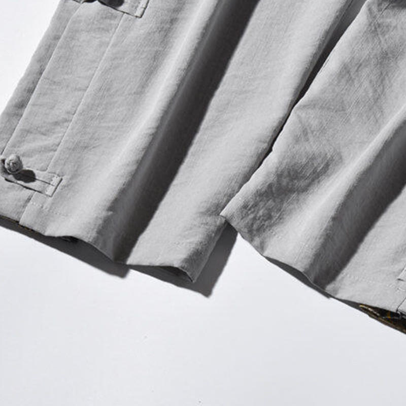 Pantalones anchos para hombre con bolsillos y diseño de grullas y botones de rana con estampado de Buddha Stones - image 29