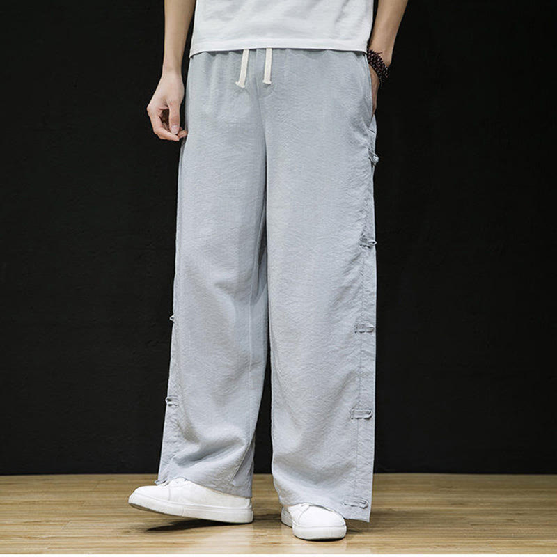 Pantalones anchos para hombre con bolsillos y diseño de grullas y botones de rana con estampado de Buddha Stones - image 16