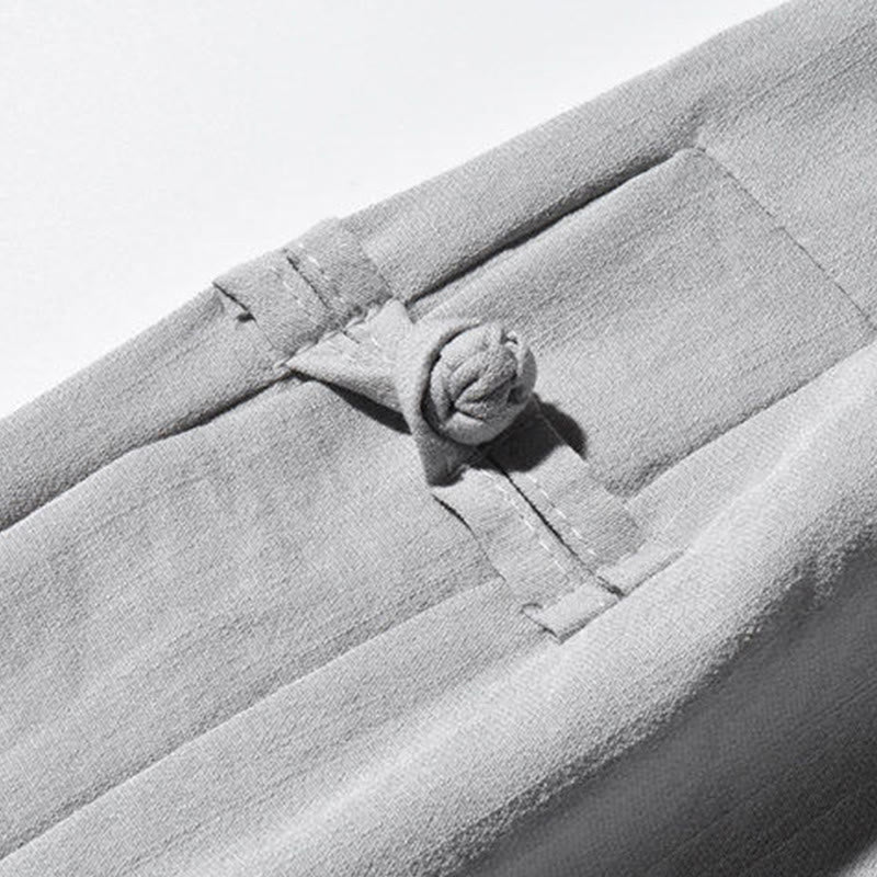 Pantalones anchos para hombre con bolsillos y diseño de grullas y botones de rana con estampado de Buddha Stones - image 25