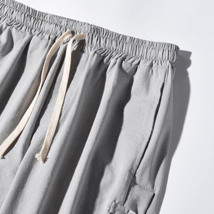 Pantalones anchos para hombre con bolsillos y diseño de grullas y botones de rana con estampado de Buddha Stones - image 22