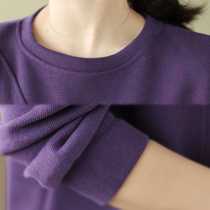 Sudadera de algodón con cuello redondo y botones lisos de Buddha Stones Fall para mujer  - image 18