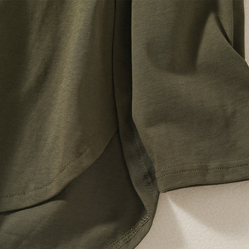 Camiseta de manga larga para mujer de algodón y lino con dobladillo irregular y estampado de Buddha Stones - image 5