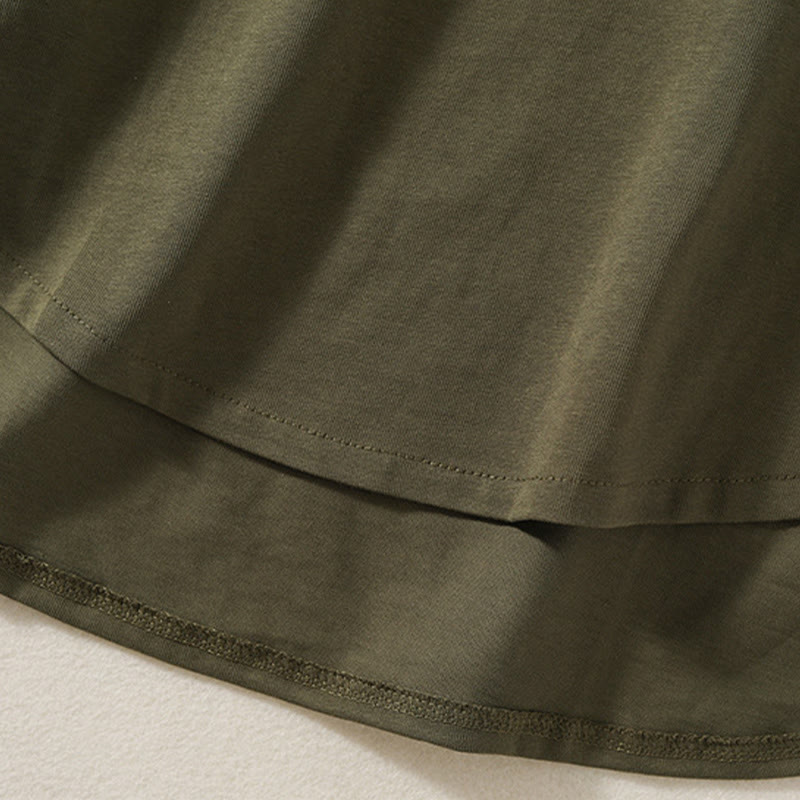Camiseta de manga larga para mujer de algodón y lino con dobladillo irregular y estampado de Buddha Stones - image 7