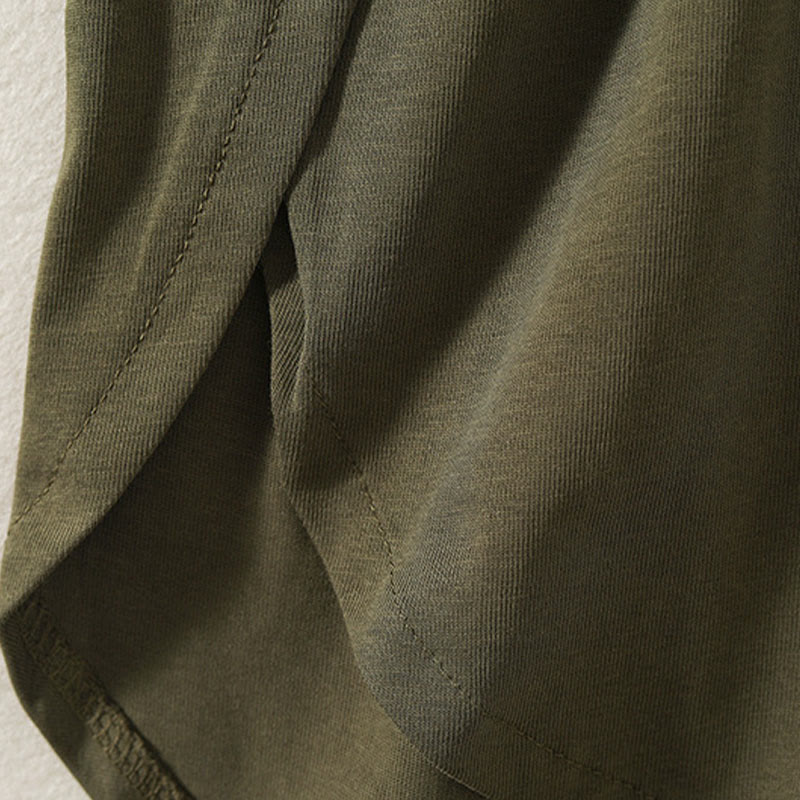 Camiseta de manga larga para mujer de algodón y lino con dobladillo irregular y estampado de Buddha Stones - image 4