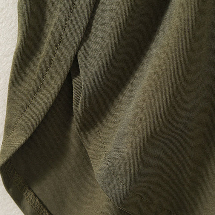 Camiseta de manga larga para mujer de algodón y lino con dobladillo irregular y estampado de Buddha Stones - image 4