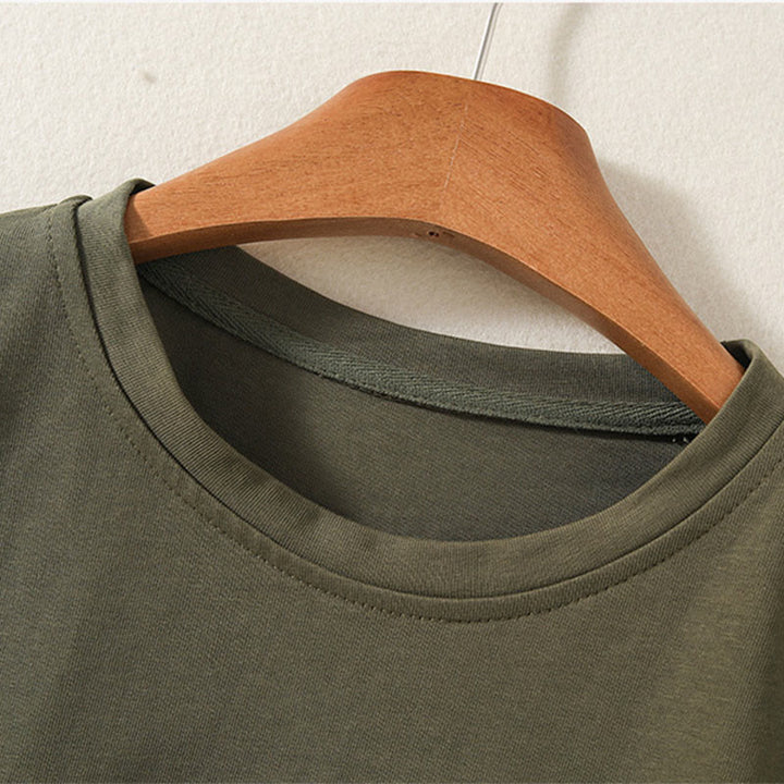 Camiseta de manga larga para mujer de algodón y lino con dobladillo irregular y estampado de Buddha Stones - image 2