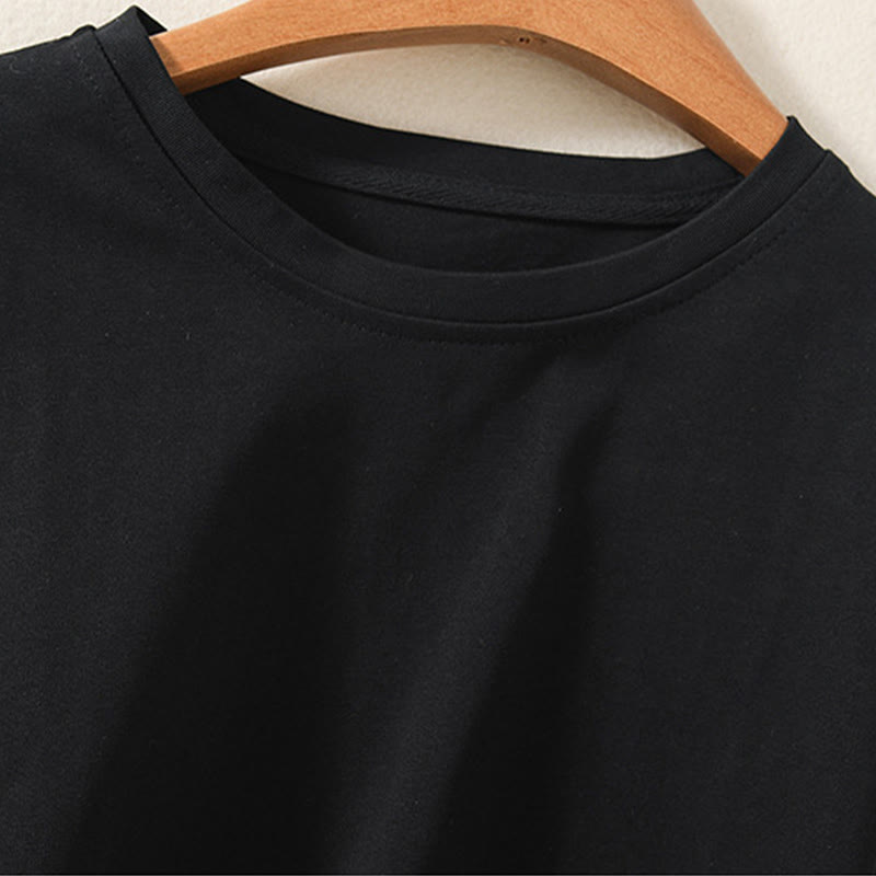 Camiseta de manga larga para mujer de algodón y lino con dobladillo irregular y estampado de Buddha Stones - image 8