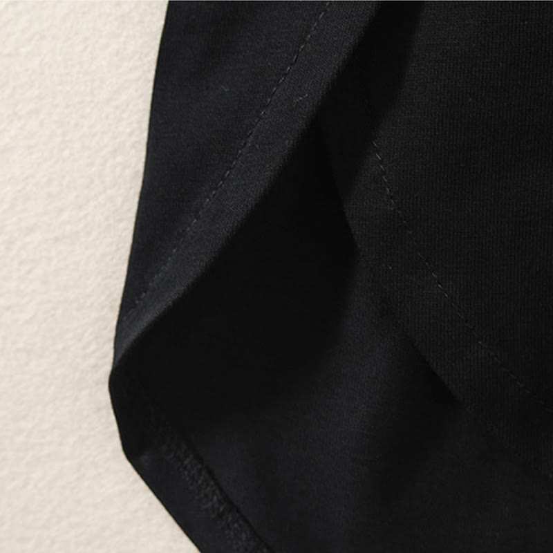 Camiseta de manga larga para mujer de algodón y lino con dobladillo irregular y estampado de Buddha Stones - image 10