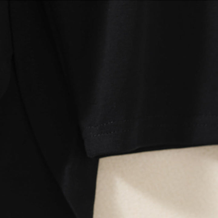 Camiseta de manga larga para mujer de algodón y lino con dobladillo irregular y estampado de Buddha Stones - image 11