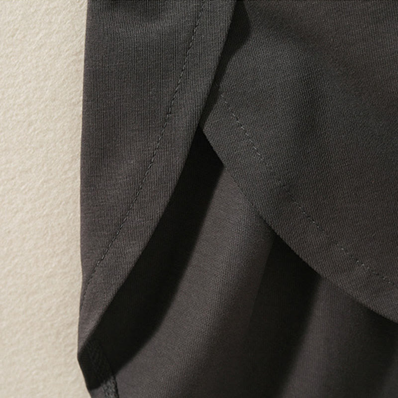 Camiseta de manga larga para mujer de algodón y lino con dobladillo irregular y estampado de Buddha Stones - image 18