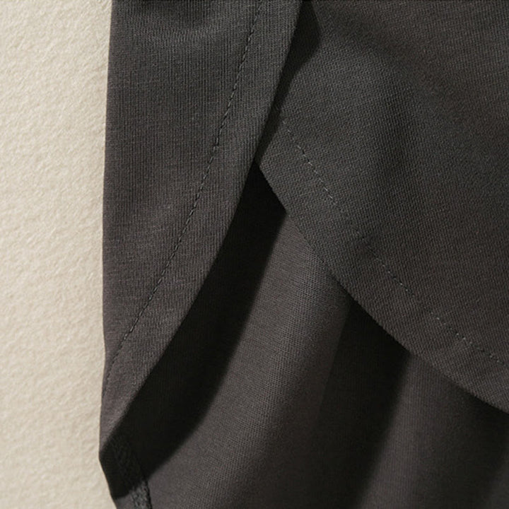 Camiseta de manga larga para mujer de algodón y lino con dobladillo irregular y estampado de Buddha Stones - image 18