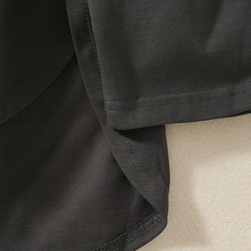 Camiseta de manga larga para mujer de algodón y lino con dobladillo irregular y estampado de Buddha Stones - image 16