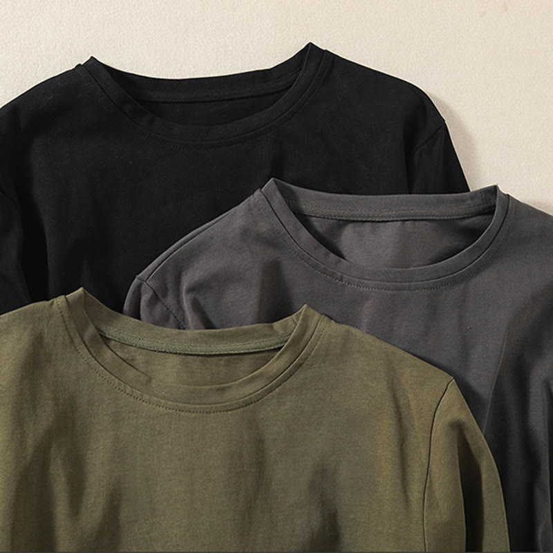 Camiseta de manga larga para mujer de algodón y lino con dobladillo irregular y estampado de Buddha Stones - image 21