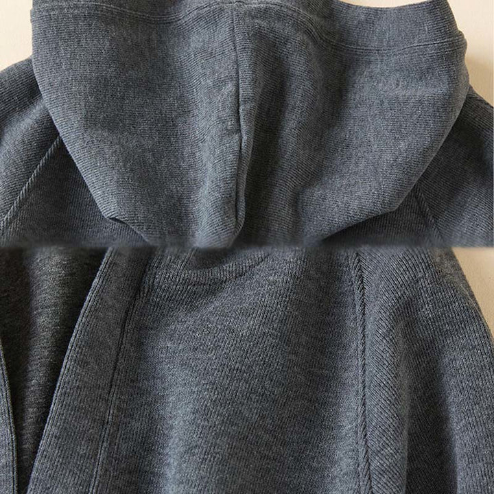 Chaqueta de algodón con capucha y bolsillos para mujer con botones lisos de Buddha Stones - image 7