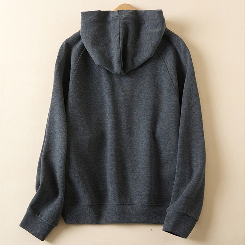 Chaqueta de algodón con capucha y bolsillos para mujer con botones lisos de Buddha Stones - image 1