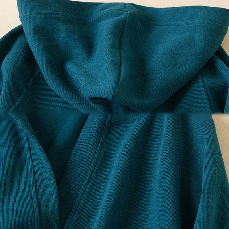 Chaqueta de algodón con capucha y bolsillos para mujer con botones lisos de Buddha Stones - image 23