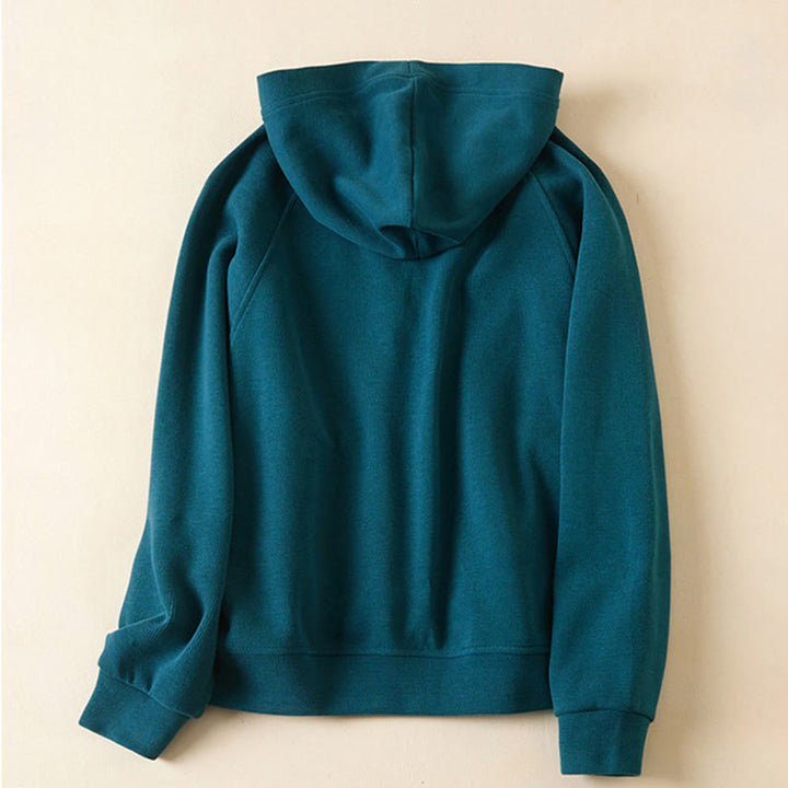 Chaqueta con capucha y bolsillos para mujer con estampado de Buddha Stones y botones lisos. - image 16
