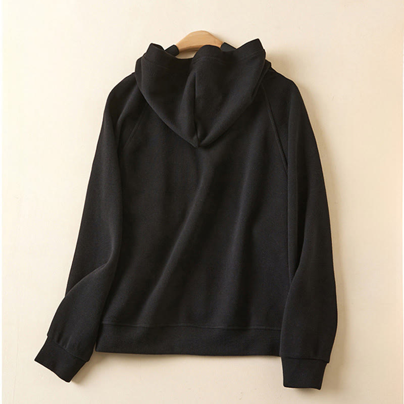 Chaqueta de algodón con capucha y bolsillos para mujer con botones lisos de Buddha Stones - image 25