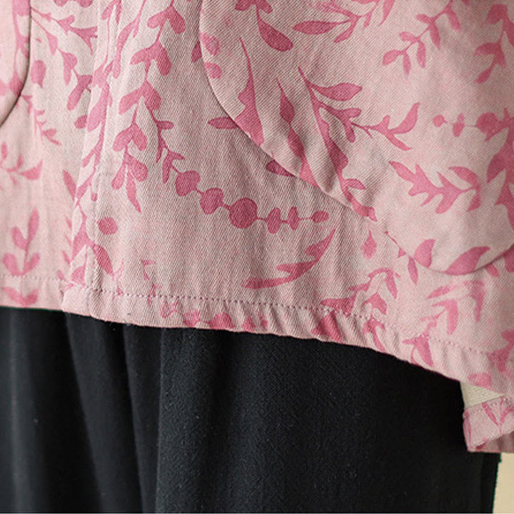 Chaqueta con estampado de hojas y Buddha Stones para mujer con bolsillos - image 16