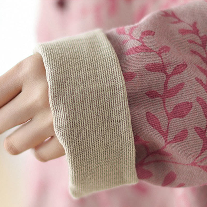 Chaqueta con estampado de hojas y Buddha Stones para mujer con bolsillos - image 13