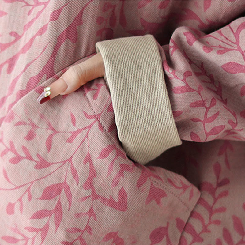 Chaqueta con estampado de hojas y Buddha Stones para mujer con bolsillos - image 14