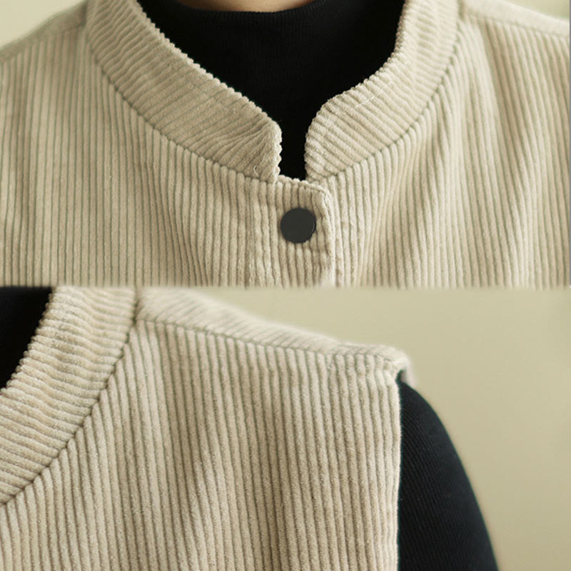 Chaleco de pana de algodón sin mangas para mujer con bolsillos y diseño de Buddha Stones - image 6