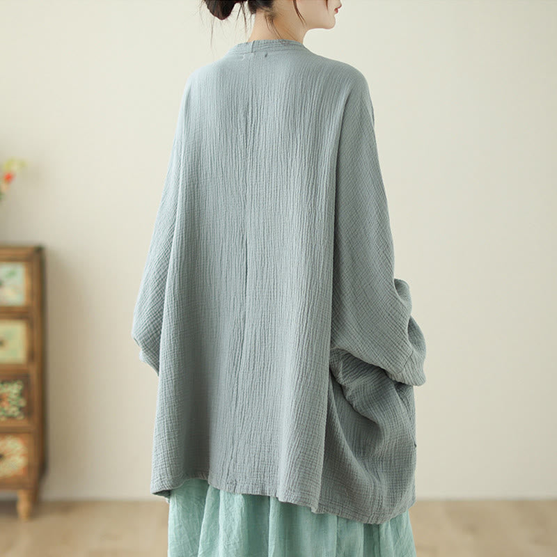 Chaqueta de lino y algodón con bolsillos para meditación zen, de manga larga y lisa, con Buddha Stones - image 6