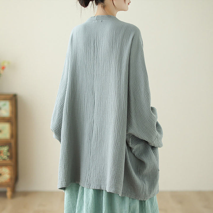 Chaqueta de lino y algodón con bolsillos para meditación zen, de manga larga y lisa, con Buddha Stones - image 6