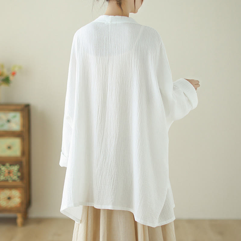 Chaqueta de lino y algodón con bolsillos para meditación zen, de manga larga y lisa, con Buddha Stones - image 12