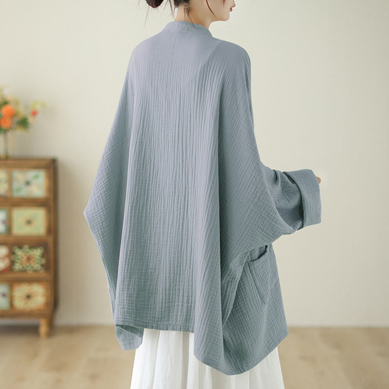 Chaqueta de lino y algodón con bolsillos para meditación zen, de manga larga y lisa, con Buddha Stones - image 17