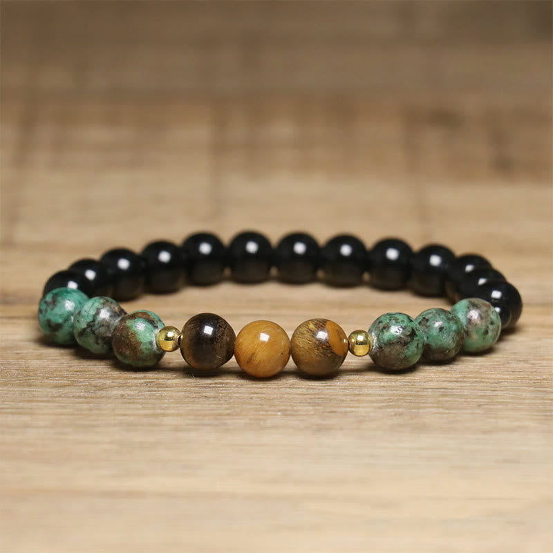 Pulsera de equilibrio de serenidad con cuentas de ojo de tigre turquesa y Buddha Stones - image 7