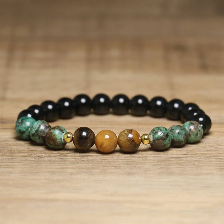 Pulsera de equilibrio de serenidad con cuentas de ojo de tigre turquesa y Buddha Stones - image 7