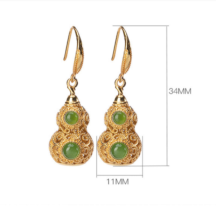Pendientes de prosperidad con calabaza hueca de jade y Buddha Stones - image 8