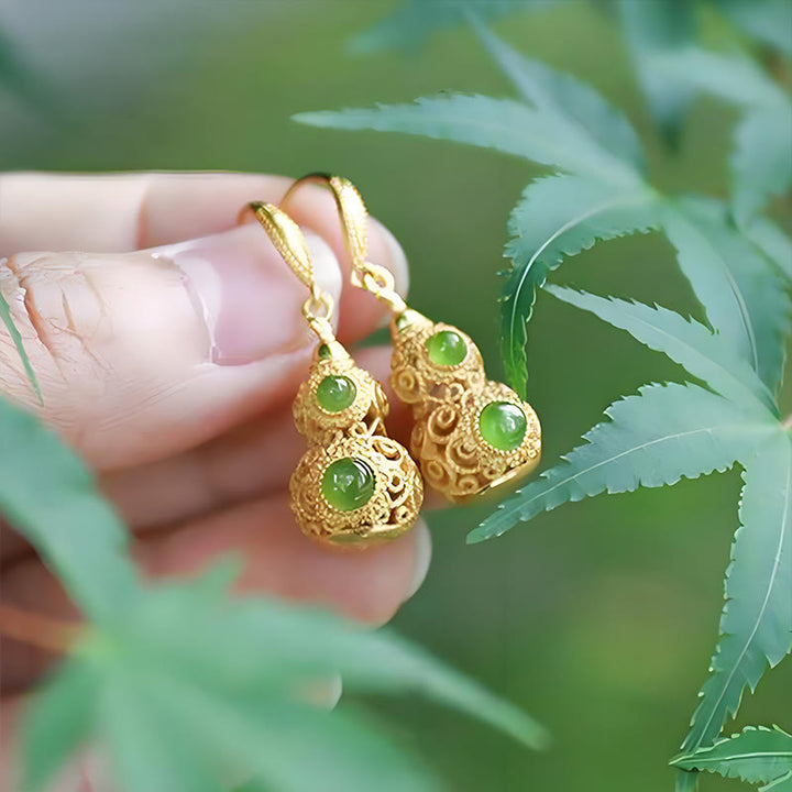 Pendientes de prosperidad con calabaza hueca de jade y Buddha Stones - image 11