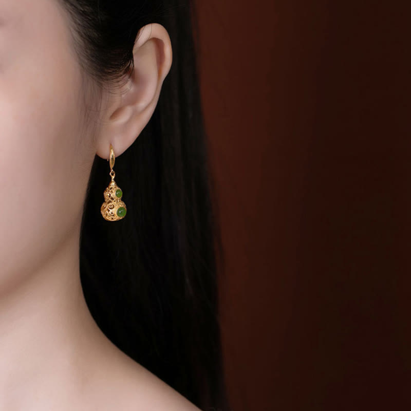 Pendientes de prosperidad con calabaza hueca de jade y Buddha Stones - image 5