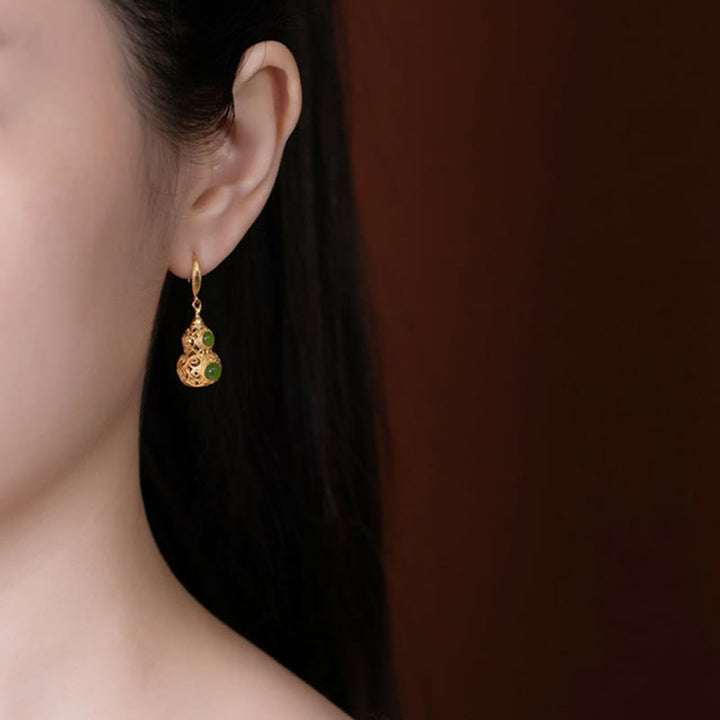 Pendientes de prosperidad con calabaza hueca de jade y Buddha Stones - image 5