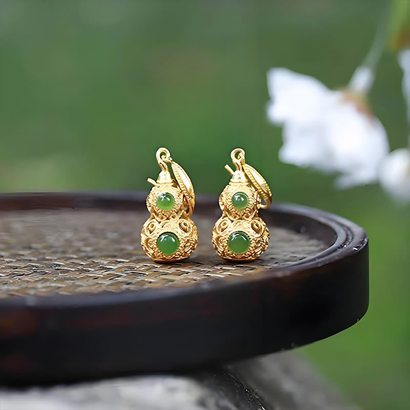 Pendientes de prosperidad con calabaza hueca de jade y Buddha Stones - image 13