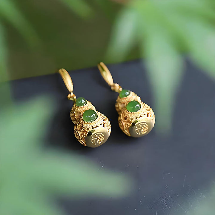 Pendientes de prosperidad con calabaza hueca de jade y Buddha Stones - image 14