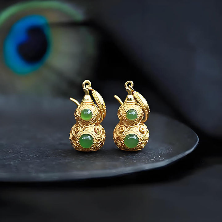 Pendientes de prosperidad con calabaza hueca de jade y Buddha Stones - image 15