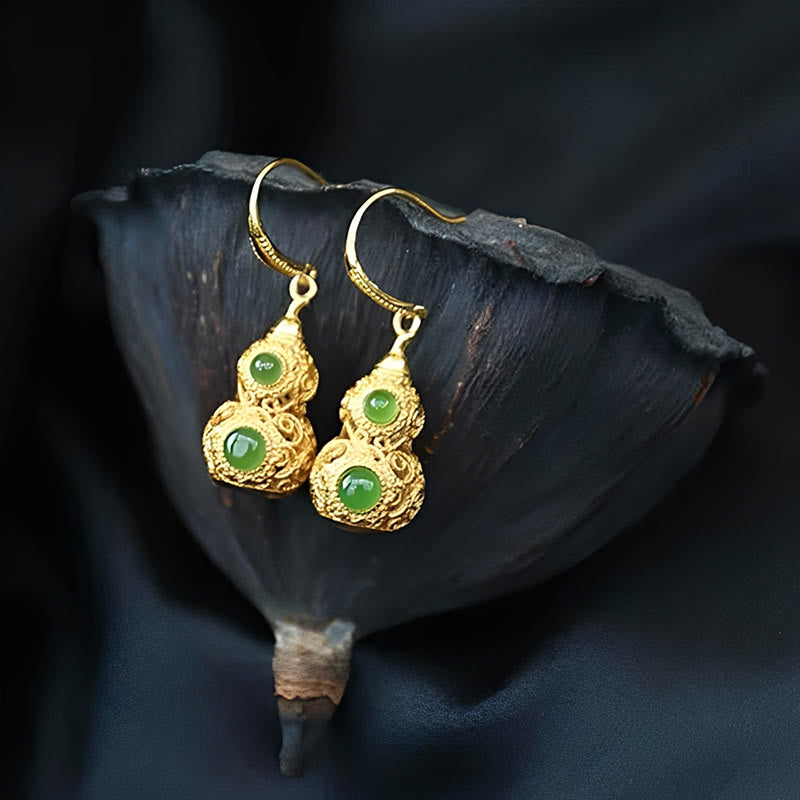 Pendientes de prosperidad con calabaza hueca de jade y Buddha Stones - image 12