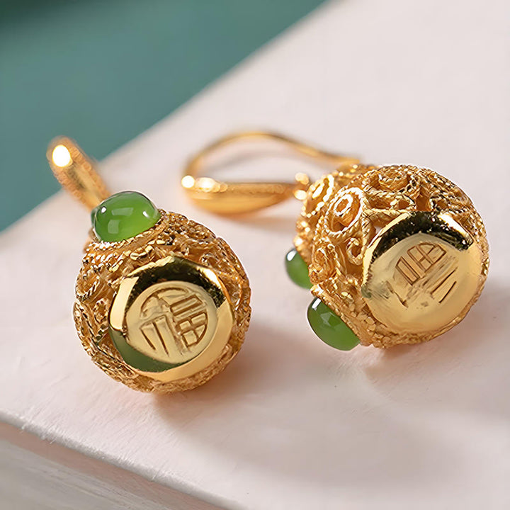 Pendientes de prosperidad con calabaza hueca de jade y Buddha Stones - image 4