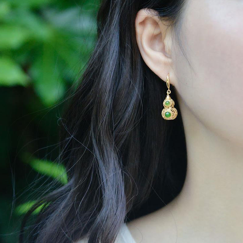 Pendientes de prosperidad con calabaza hueca de jade y Buddha Stones - image 10