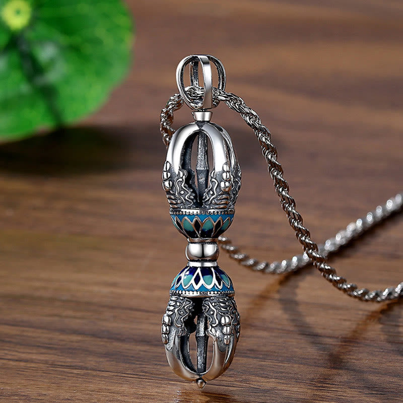 Colgante de collar con Buddha Stones y cobre tibetano Vajra Dorje con poder espiritual - Vajra de cobre - image 1