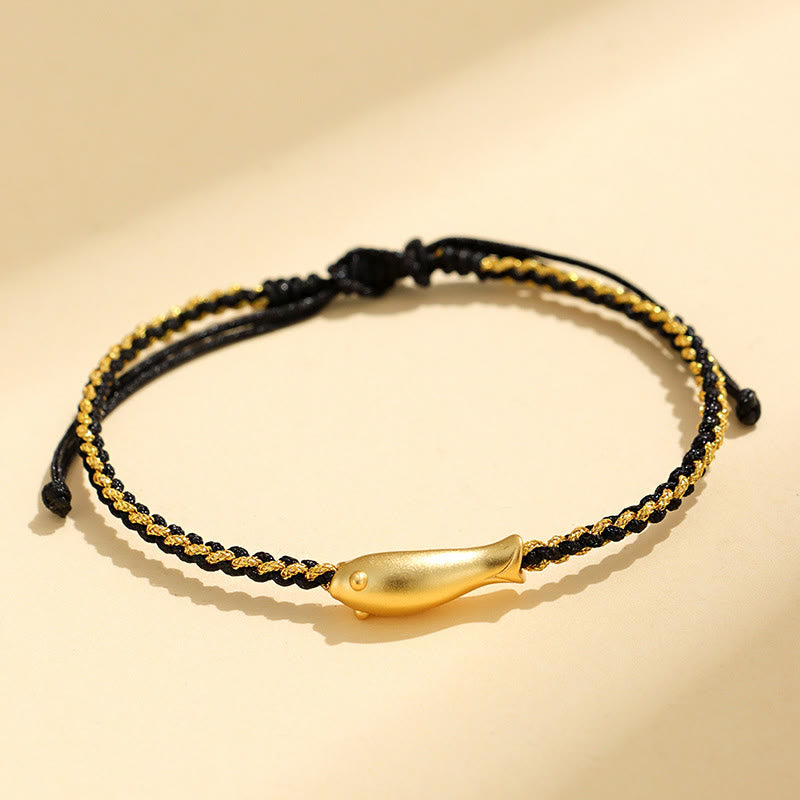 Pulsera de cuerda protectora con Buddha Stones en plata de ley 999 con peces koi de la suerte - Cuerda negra (circunferencia de la muñeca: 15-19 cm) - image 9