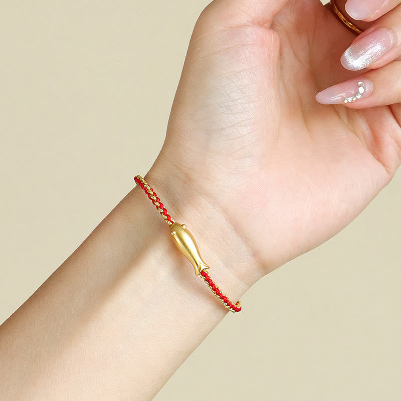 Pulsera de cuerda protectora con Buddha Stones en plata de ley 999 con peces koi de la suerte - image 4