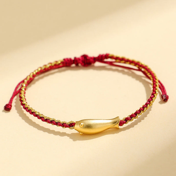 Pulsera de cuerda protectora con Buddha Stones en plata de ley 999 con peces koi de la suerte - Cuerda roja oscura (circunferencia de la muñeca: 15-19 cm) - image 11