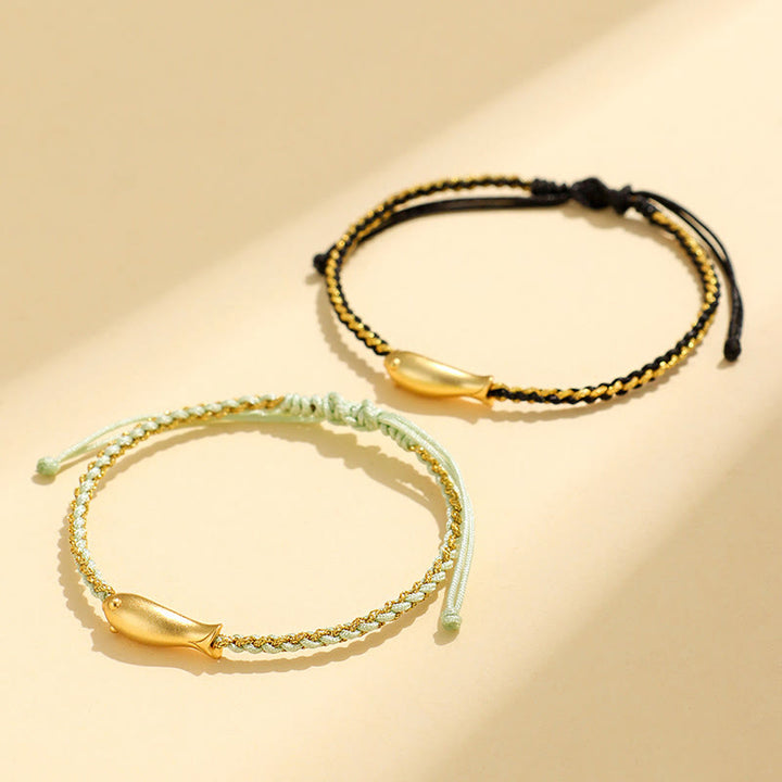 Pulsera de cuerda protectora con Buddha Stones en plata de ley 999 con peces koi de la suerte - image 15